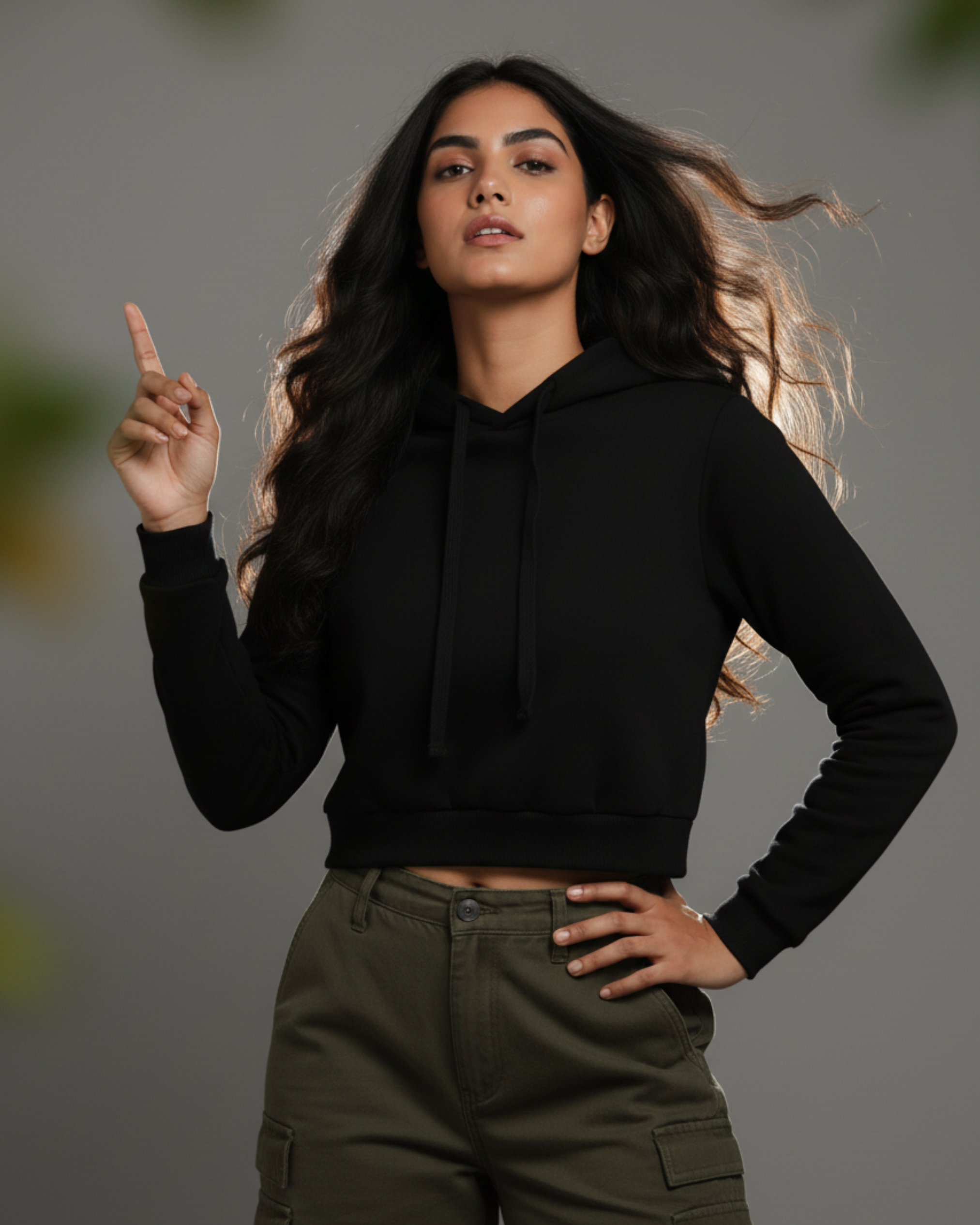 Premium Black Cropped Hoodie