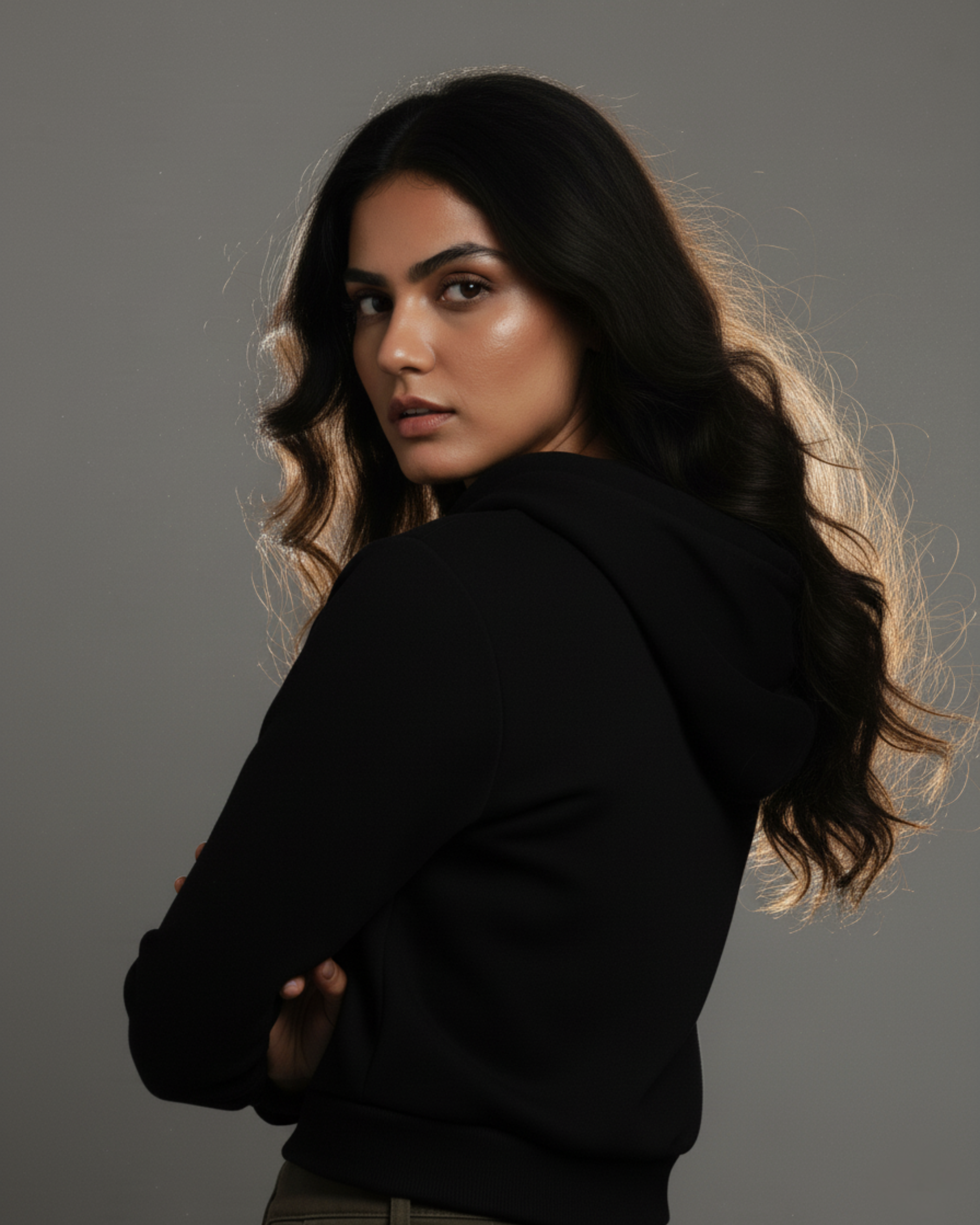 Premium Black Cropped Hoodie