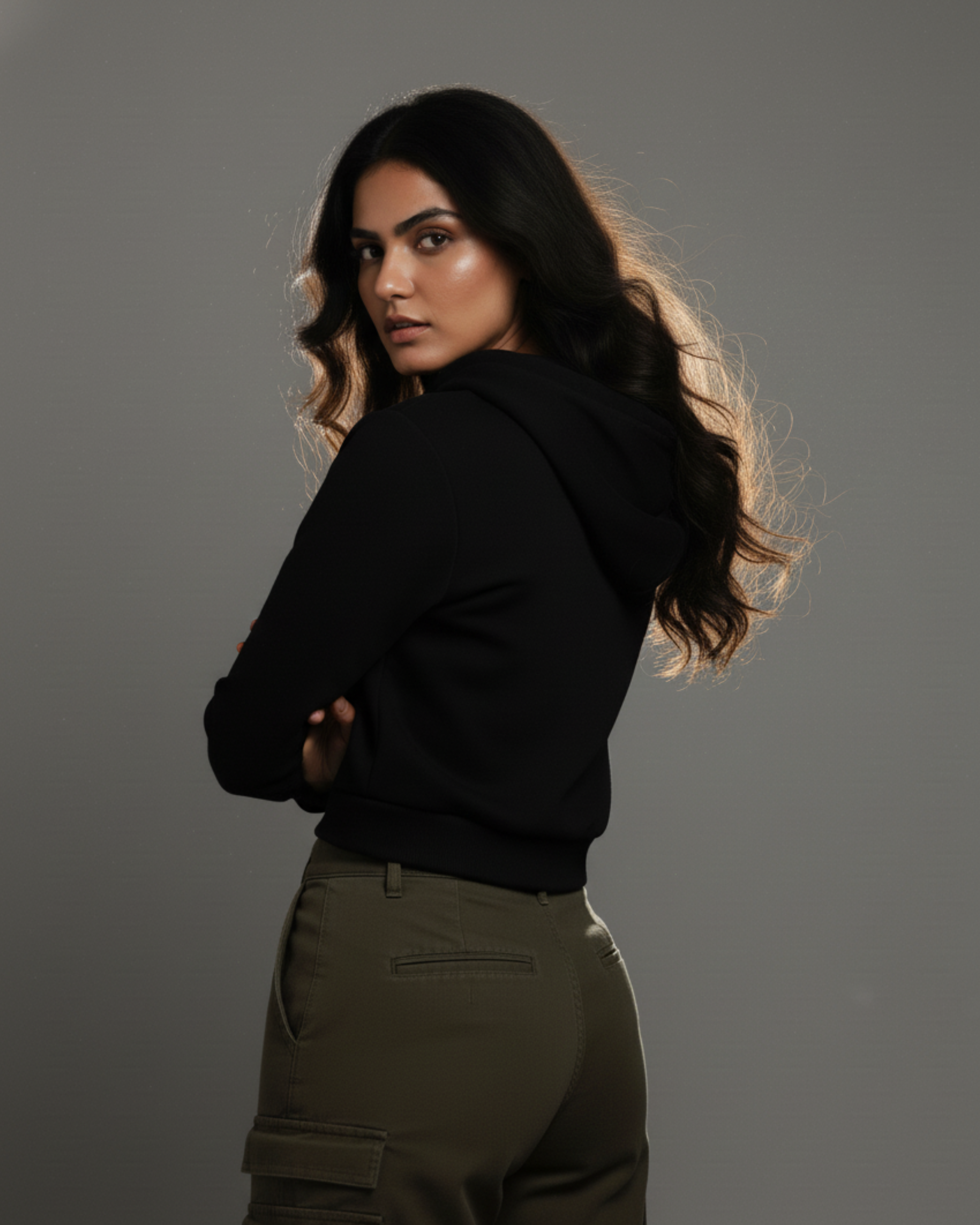 Premium Black Cropped Hoodie