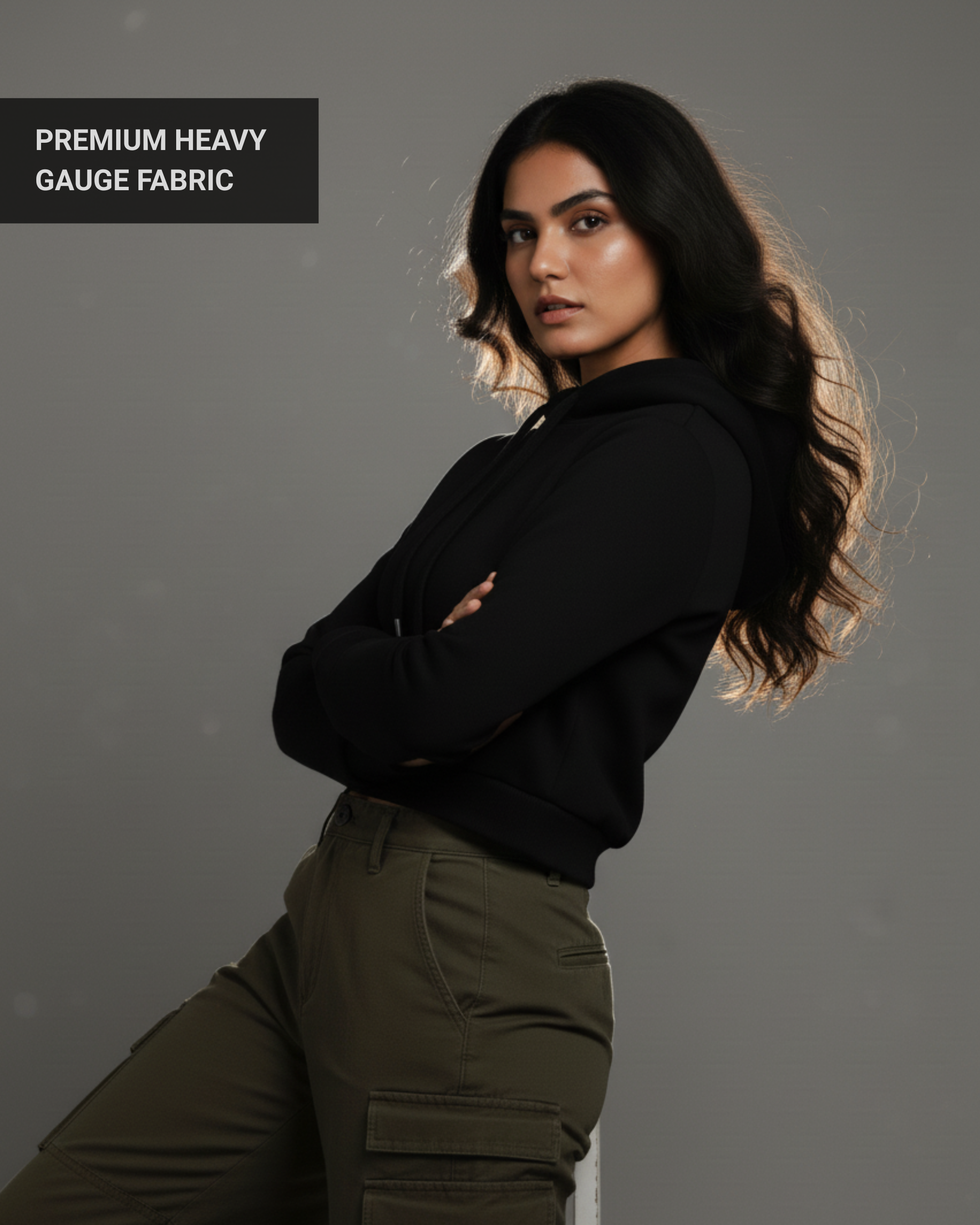 Premium Black Cropped Hoodie